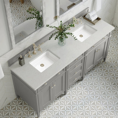 Brittany 72" Double Vanity, Urban Gray w/ 3 CM Lime Delight Silestone Top