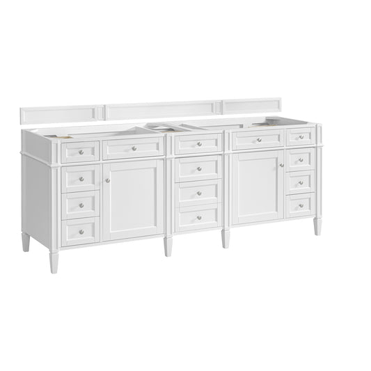 Renovate for Less Atlanta Brittany 84" Double Vanity, Bright White w/ 3 CM Eternal Jasmine Pearl Top w/FreePower Wireless Charger