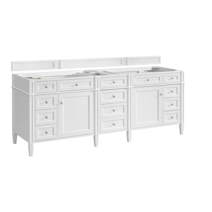 Renovate for Less Atlanta Brittany 84" Double Vanity, Bright White w/ 3 CM Eternal Jasmine Pearl Top w/FreePower Wireless Charger