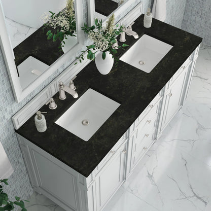 Bristol 60" Double Vanity, Bright White, w/ 3 CM Phantome Eclos Top