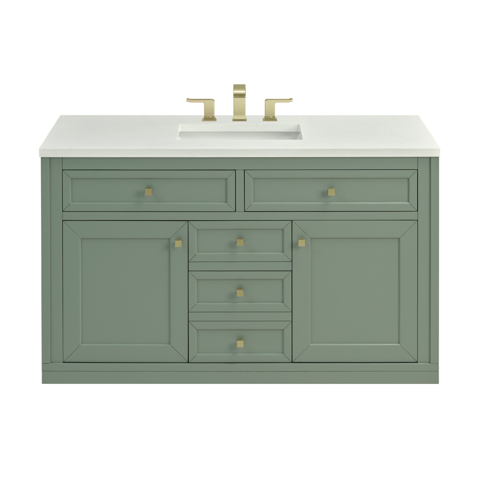 Renovate for Less Atlanta Chicago 48" Single Vanity, Smokey Celadon, w/ 3 CM White Zeus Silestone® Top