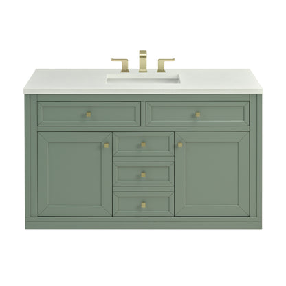 Renovate for Less Atlanta Chicago 48" Single Vanity, Smokey Celadon, w/ 3 CM White Zeus Silestone® Top