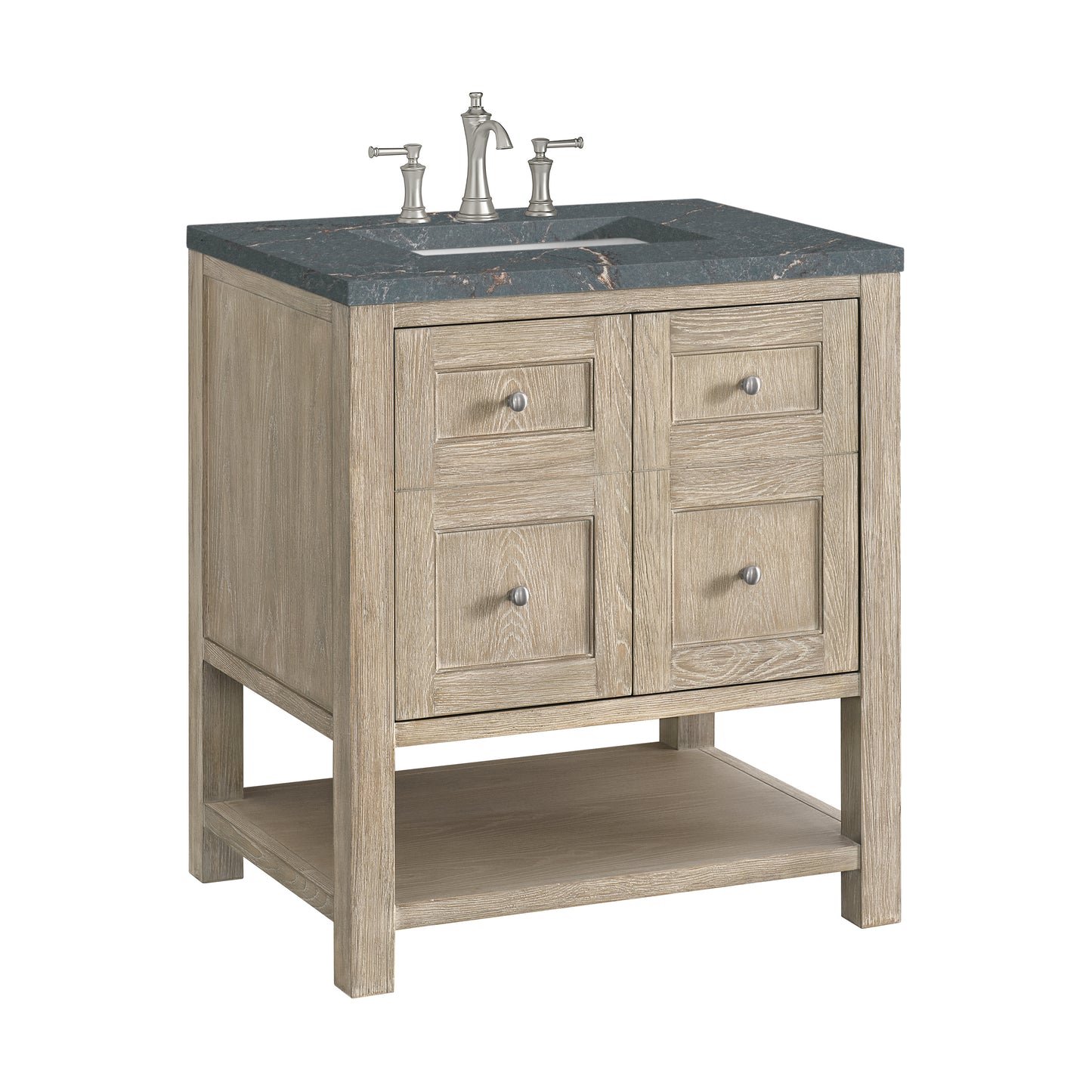 Renovate for Less Atlanta Breckenridge 30" Single Vanity, Whitewashed Oak w/ 3 CM Parisien Bleu Silestone Top