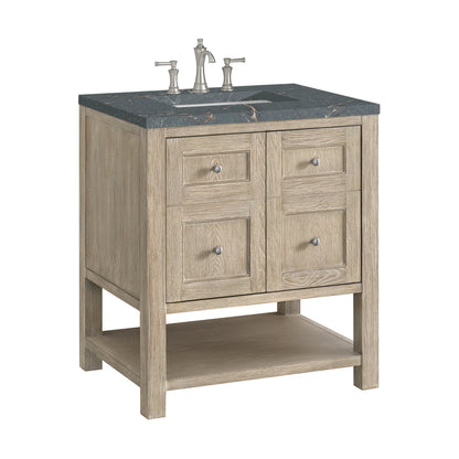 Renovate for Less Atlanta Breckenridge 30" Single Vanity, Whitewashed Oak w/ 3 CM Parisien Bleu Silestone Top