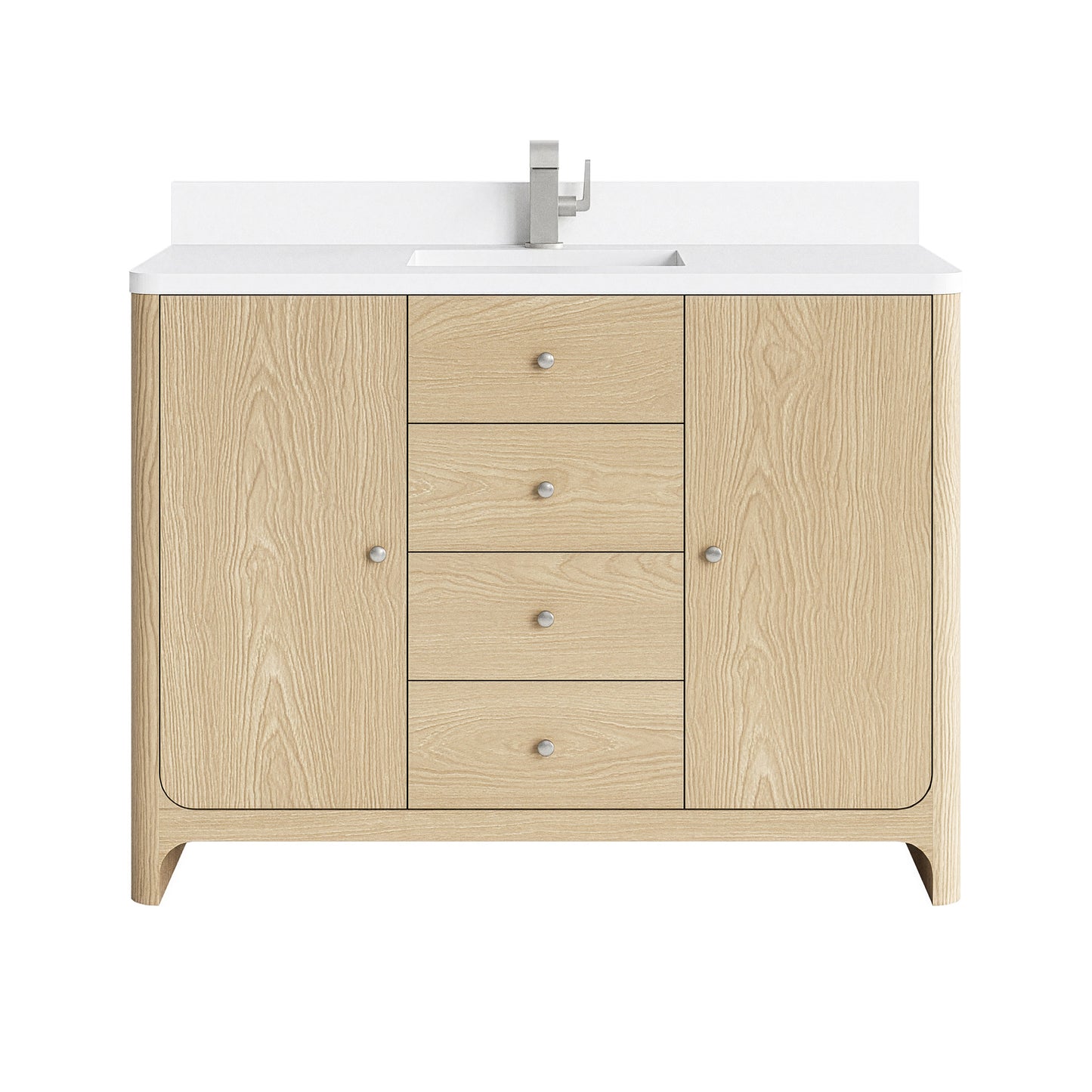 Renovate for Less Atlanta Gracyn 48" Single Vanity, Coastal Driftwood, w/ 3 CM White Zeus Quartz Top