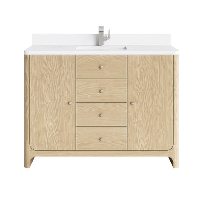 Renovate for Less Atlanta Gracyn 48" Single Vanity, Coastal Driftwood, w/ 3 CM White Zeus Quartz Top