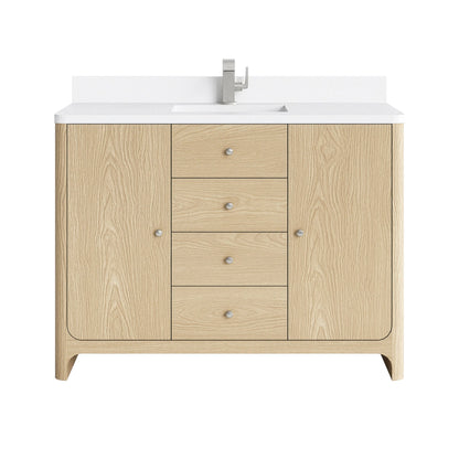 Gracyn 48" Single Vanity, Coastal Driftwood, w/ 3 CM White Zeus Quartz Top
