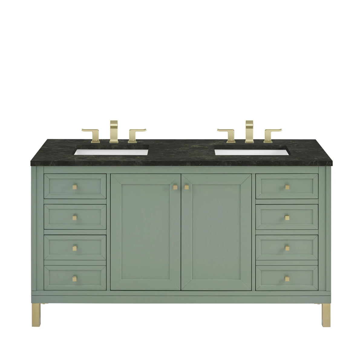 Chicago 60" Double Vanity, Smokey Celadon, w/ 3 CM Phantome Eclos Top