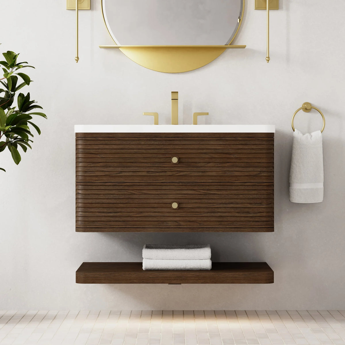 Allamari 36" Single Vanity, Sable w/ 3 CM White Zeus Silestone Top