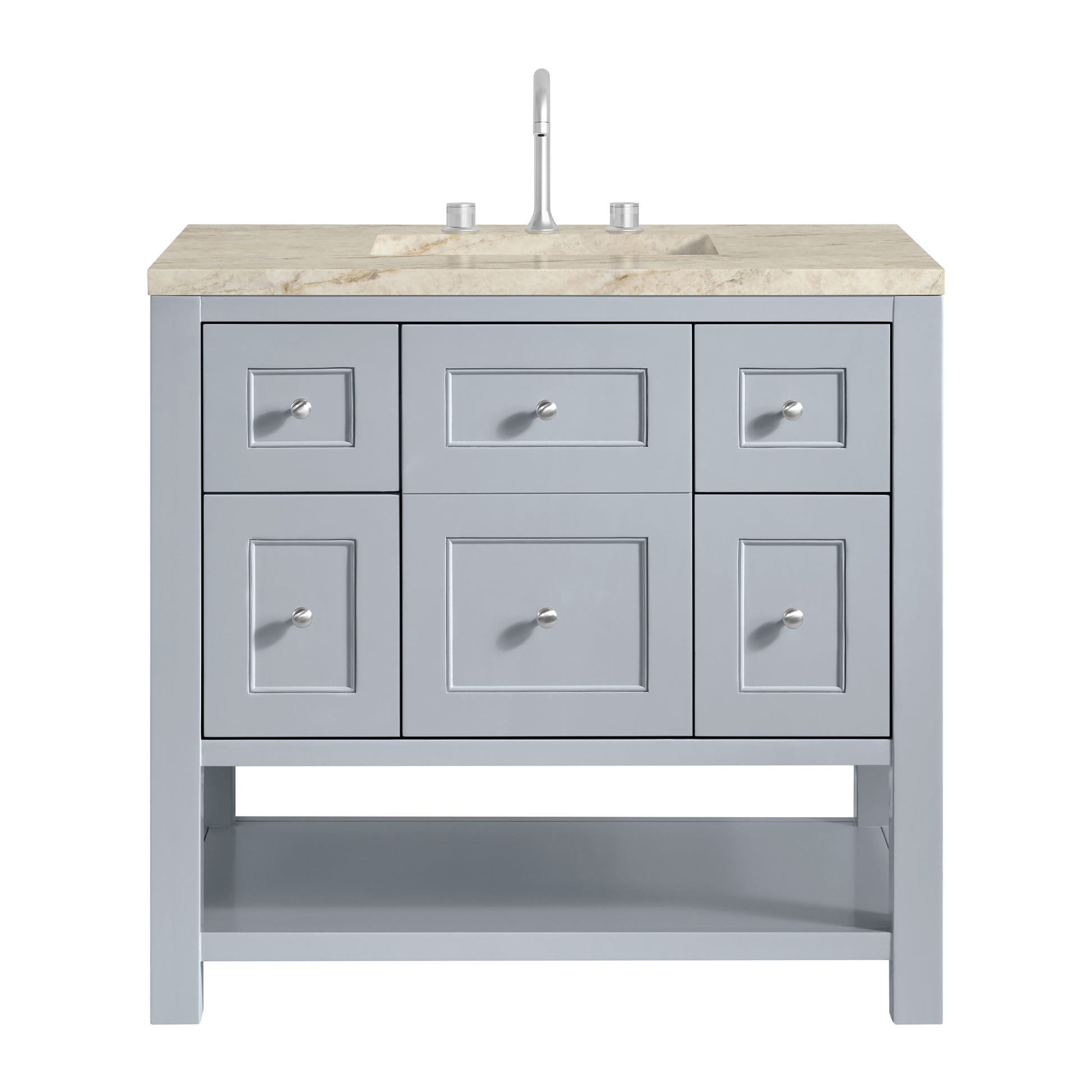 Renovate for Less Atlanta Breckenridge 36" Single Vanity, Serenity Blue, w/ 3 CM Tajnar Eclos Top