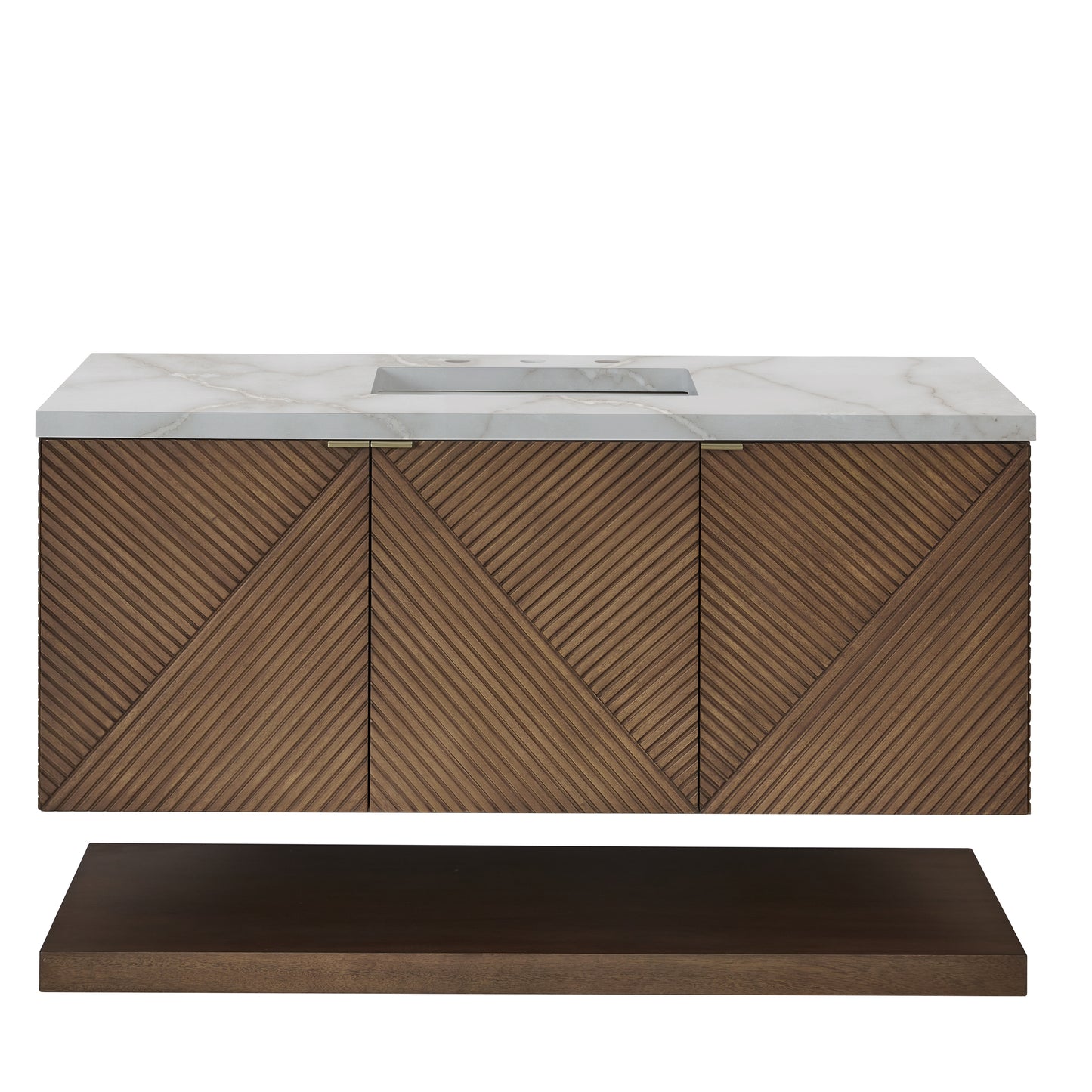 Renovate for Less Atlanta Marcello 48" Single Vanity, Chestnut w/ 3 CM Victorian Silver Silestone Top