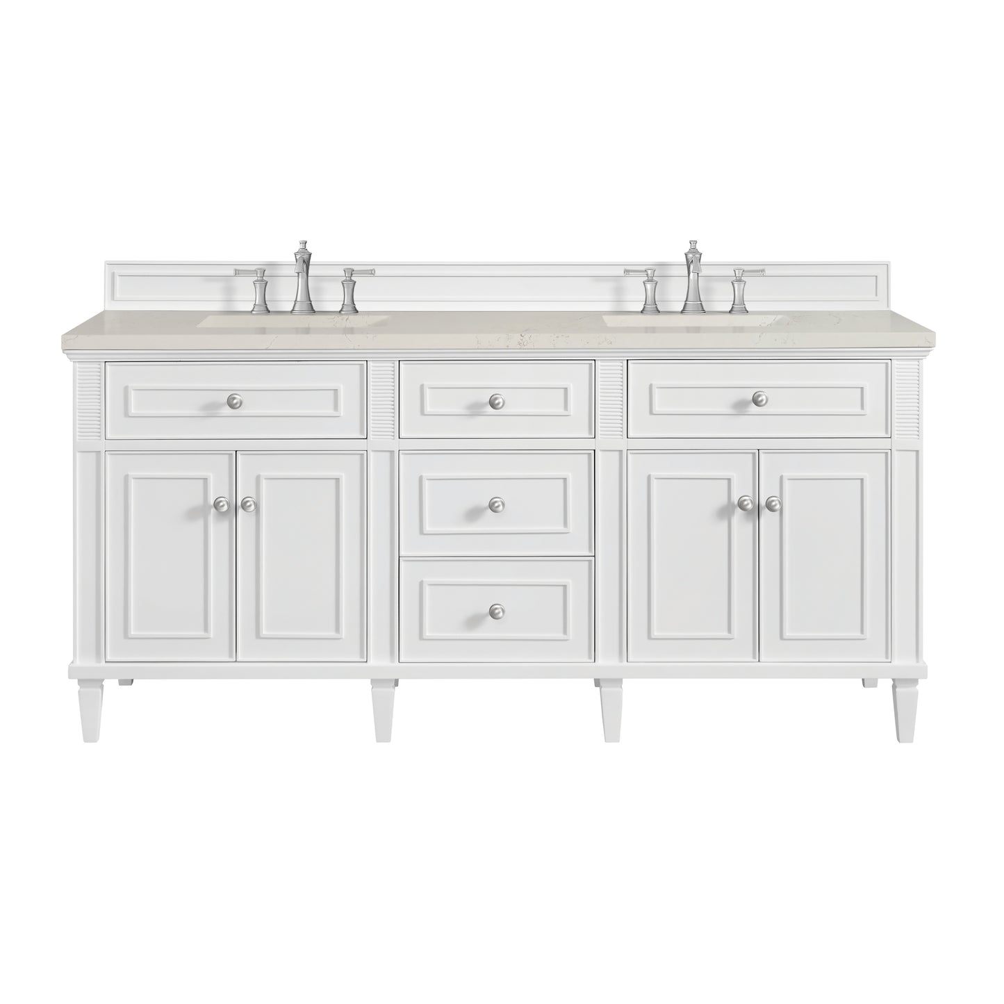 Renovate for Less Atlanta Lorelai 72" Double Vanity, Bright White, w/ 3 CM Siberian Silestone Top