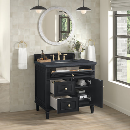 Renovate for Less Atlanta Lorelai 36" Single Vanity, Black Onyx w/ 3 CM Charcoal Soapstone Silestone Top