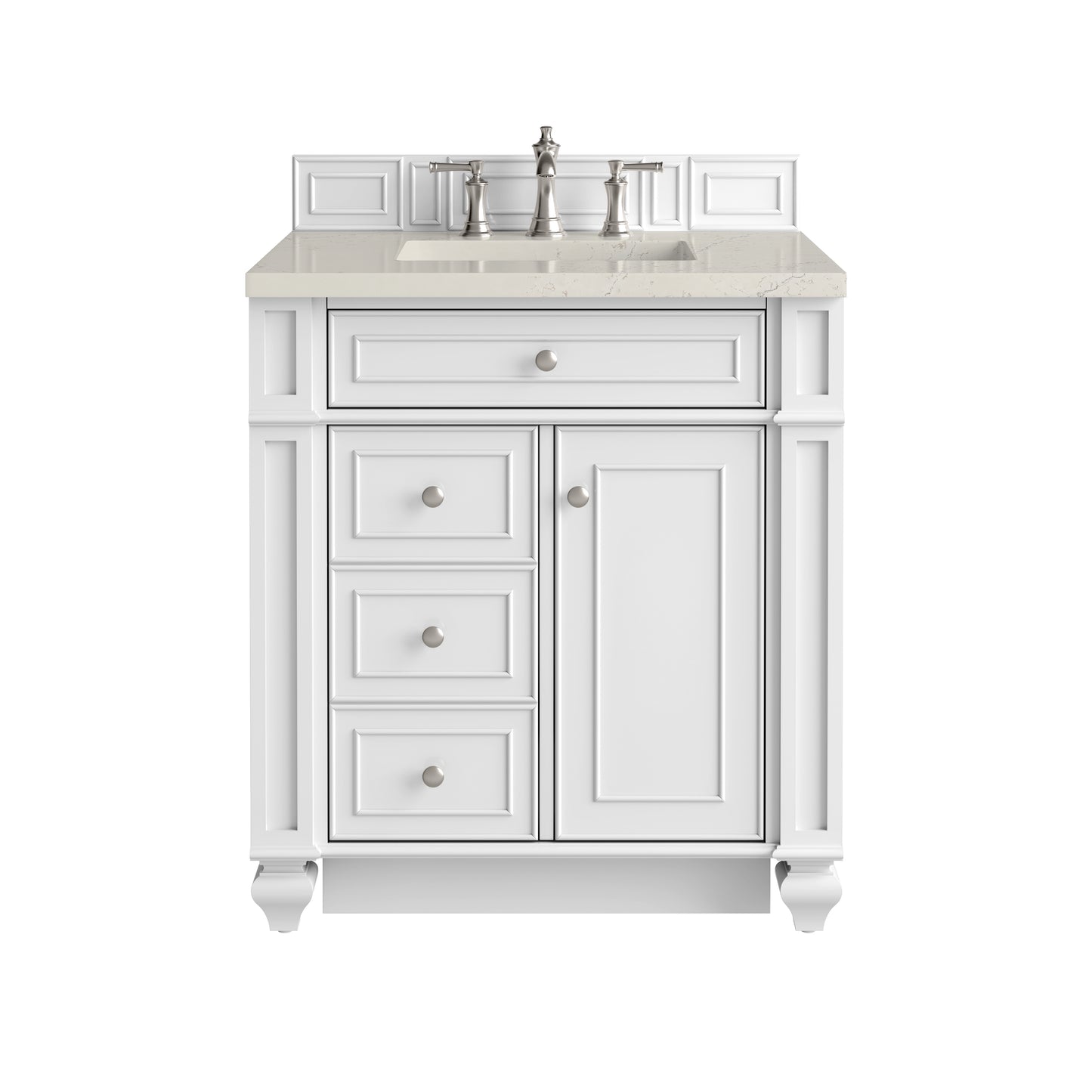 Renovate for Less Atlanta Bristol 30" Single Vanity, Bright White, w/ 3 CM Siberian Silestone Top