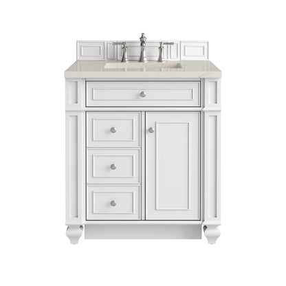 Renovate for Less Atlanta Bristol 30" Single Vanity, Bright White, w/ 3 CM Siberian Silestone Top
