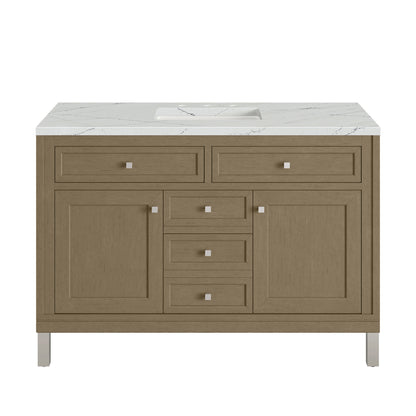 Renovate for Less Atlanta Chicago 48" Single Vanity, Walnut Whisper, w/ 3 CM Ethereal Noctis Silestone® Top