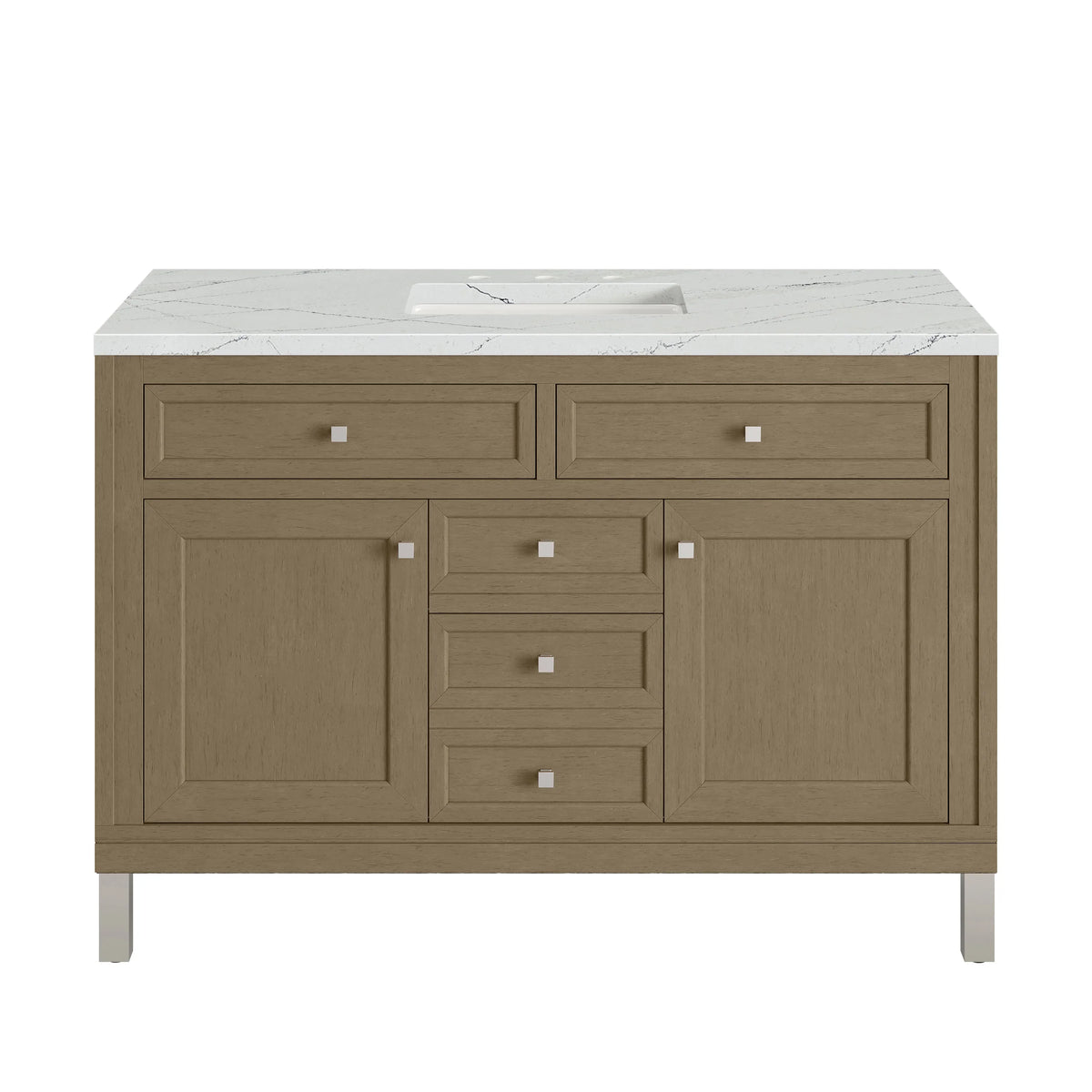 Chicago 48" Single Vanity, Walnut Whisper, w/ 3 CM Ethereal Noctis Silestone® Top w/FreePower Wireless Charger