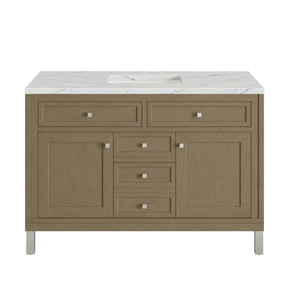Chicago 48" Single Vanity, Walnut Whisper, w/ 3 CM Ethereal Noctis Silestone® Top w/FreePower Wireless Charger