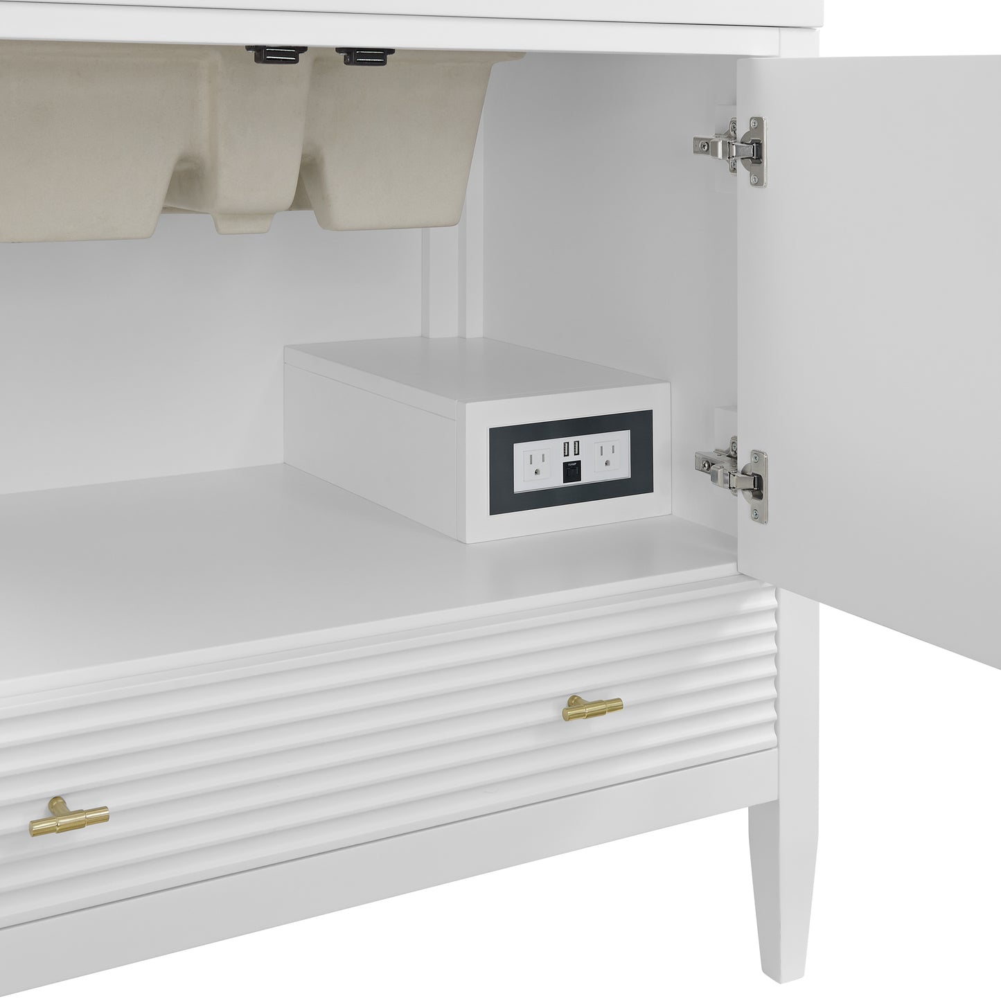 Renovate for Less Atlanta Myrrin 36" Vanity, Bright White, w/ 3 CM Siberian Silestone Top