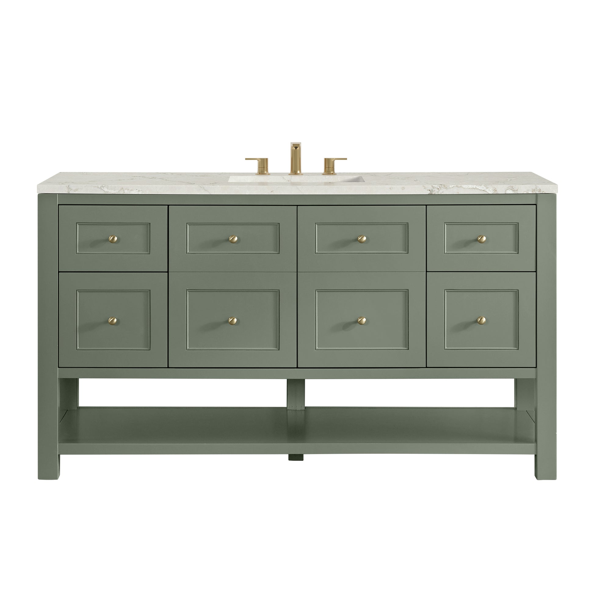 Renovate for Less Atlanta Breckenridge 60" Single Vanity, Smokey Celadon, w/ 3 CM Victorian Silver Quartz Top