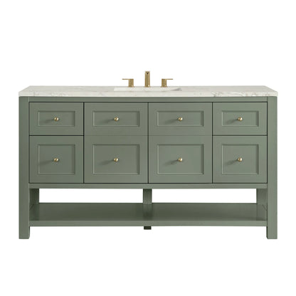 Breckenridge 60" Single Vanity, Smokey Celadon, w/ 3 CM Victorian Silver Quartz Top