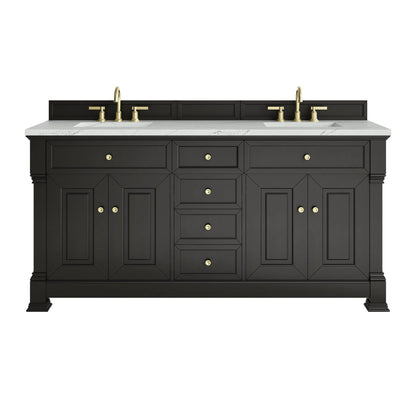 Brookfield 72" Double Vanity, Black Onyx w/ 3 CM Ethereal Noctis Silestone Top