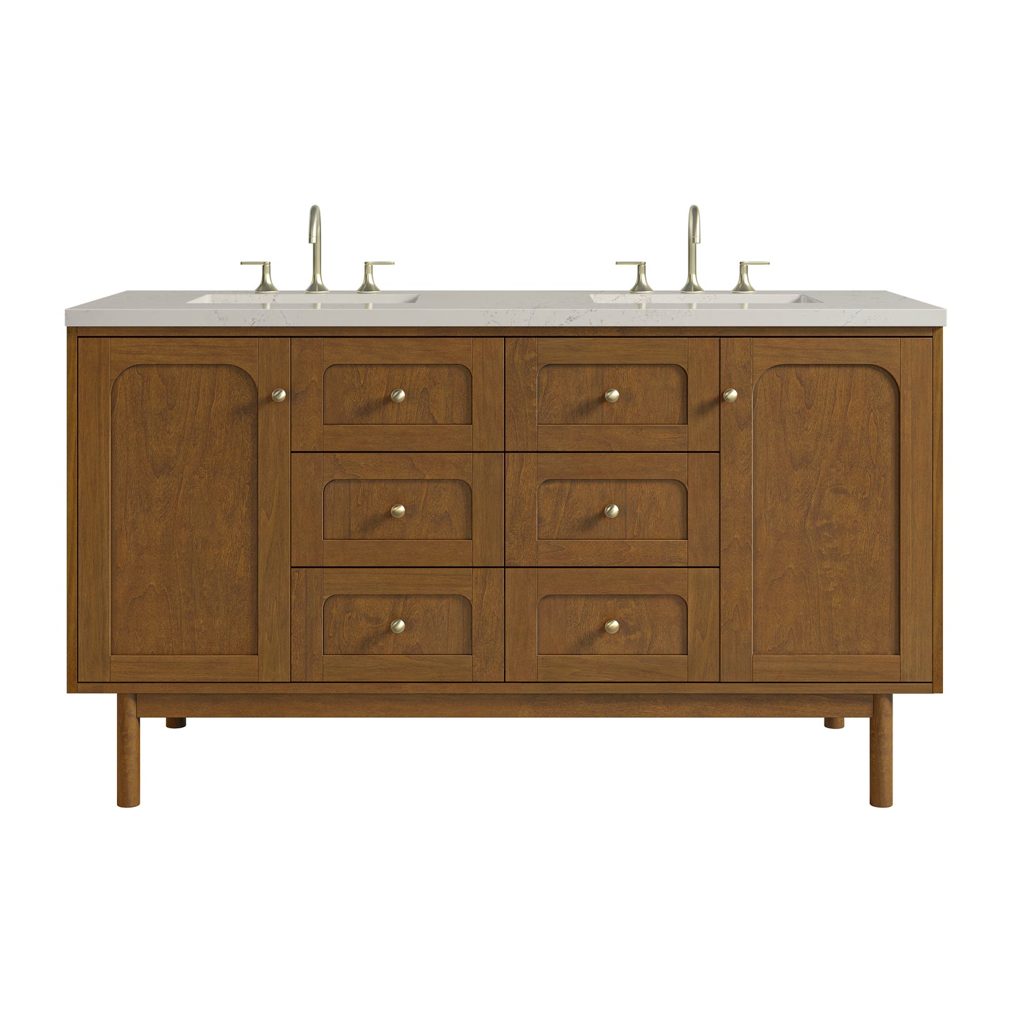 Renovate for Less Atlanta Laurent 60" Double Vanity, Honey Oak w/ 3 CM Siberian Silestone Top