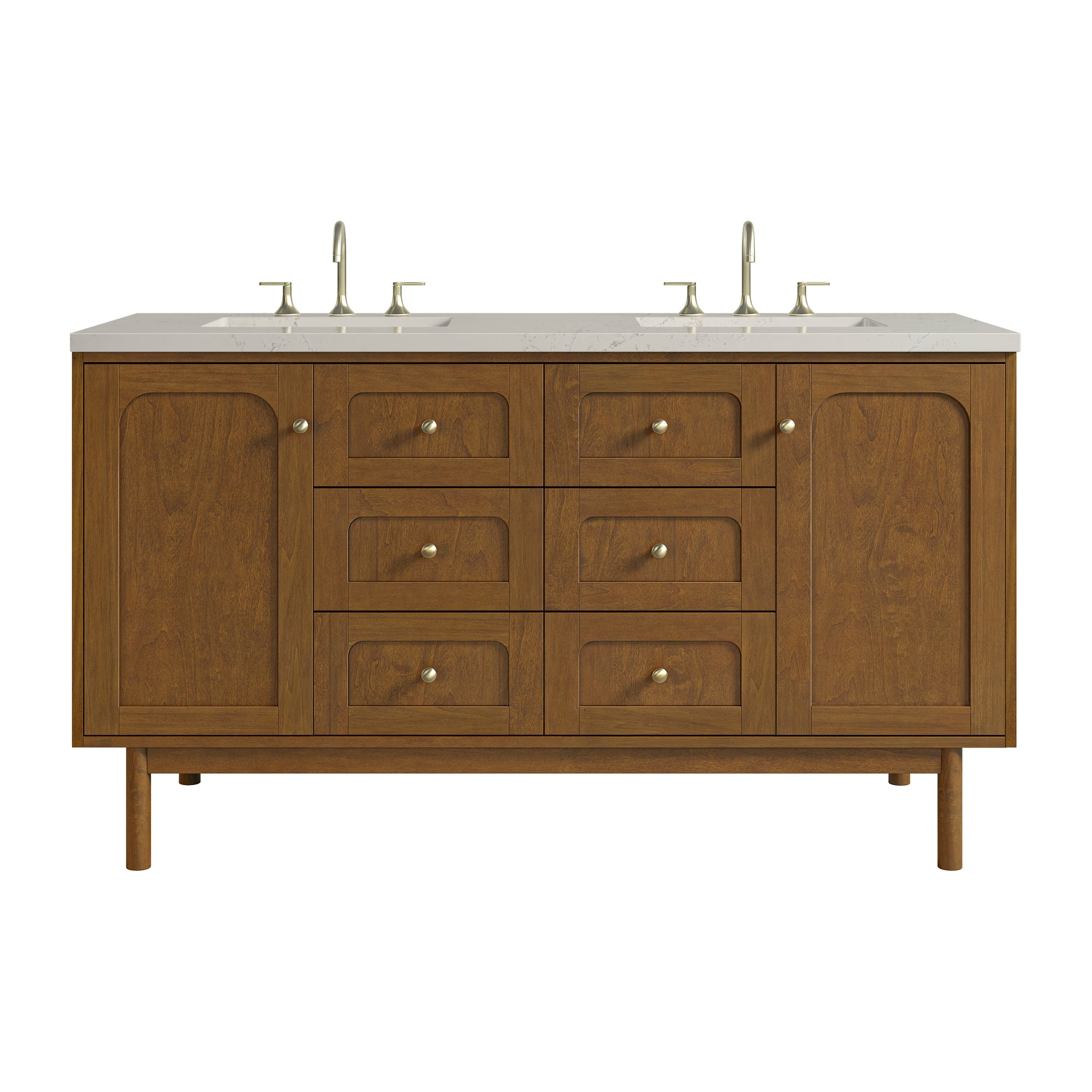 Renovate for Less Atlanta Laurent 60" Double Vanity, Honey Oak w/ 3 CM Siberian Silestone Top