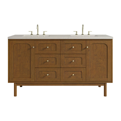 Renovate for Less Atlanta Laurent 60" Double Vanity, Honey Oak w/ 3 CM Siberian Silestone Top