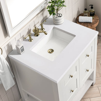 Renovate for Less Atlanta Breckenridge 30" Single Vanity, Bright White w/ 3 CM White Zeus Top