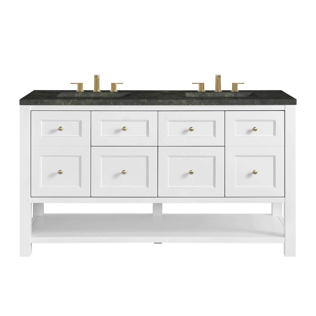 Breckenridge 60" Double Vanity, Bright White, w/ 3 CM Phantome Eclos Top