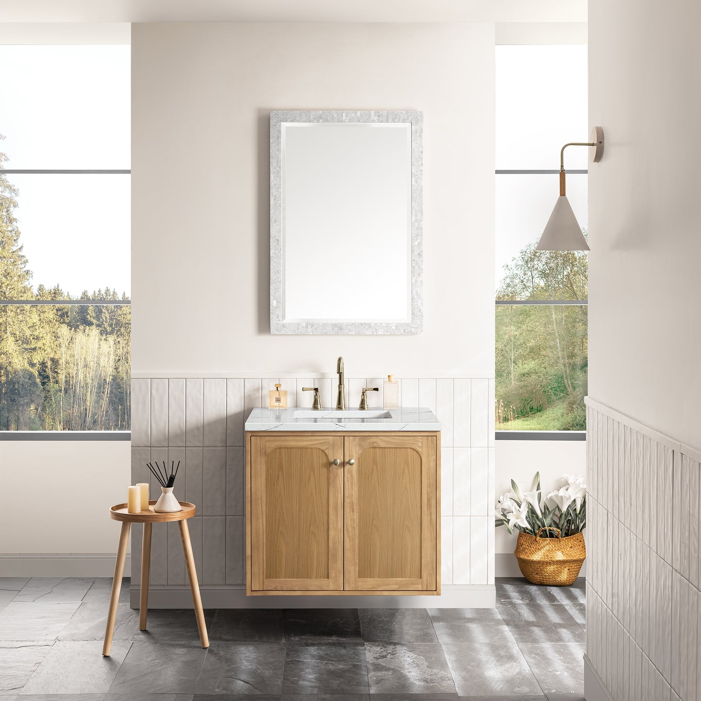 Renovate for Less Atlanta Laurent 30" Single Vanity, Light Natural Oak w/ 3 CM Ethereal Noctis Top