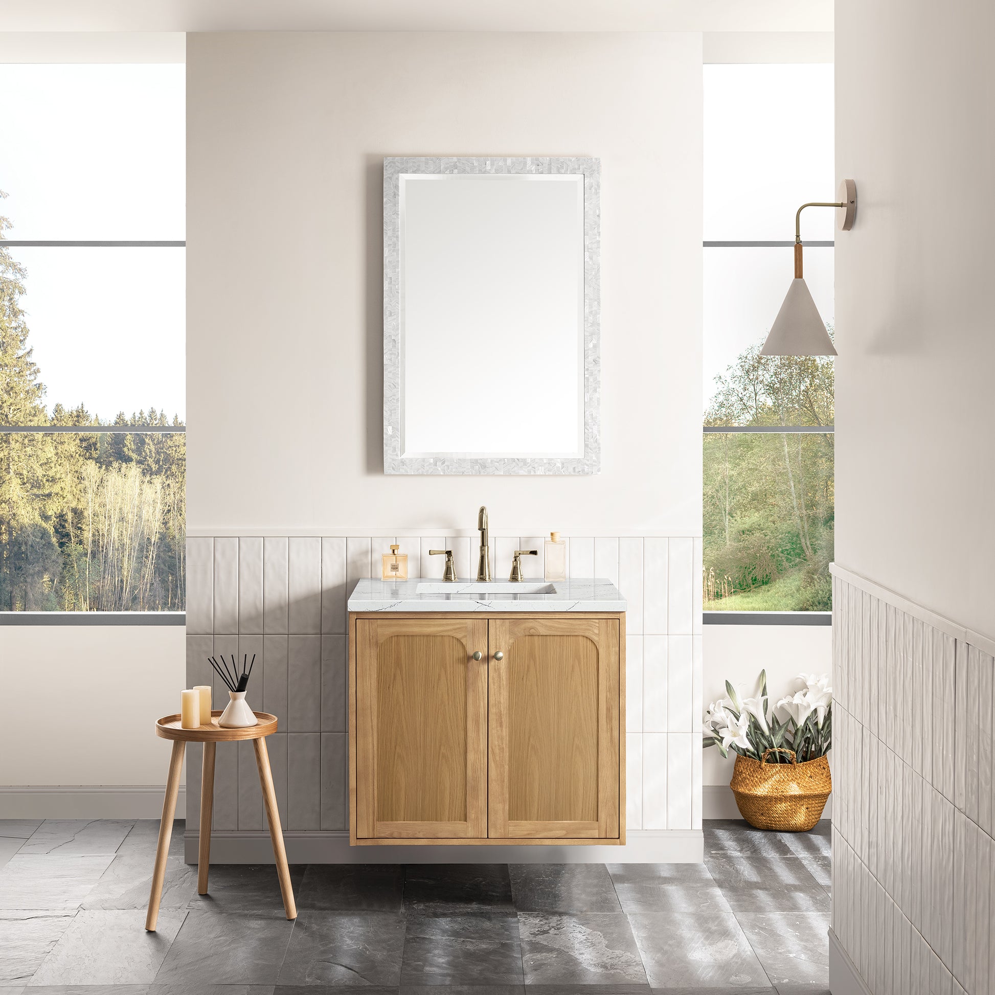 Renovate for Less Atlanta Laurent 30" Single Vanity, Light Natural Oak w/ 3 CM Ethereal Noctis Top