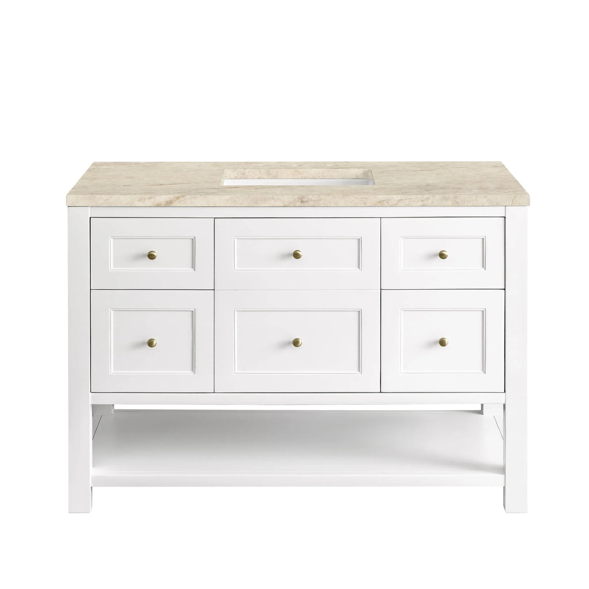 Breckenridge 48" Single Vanity, Bright White, w/ 3 CM Tajnar Eclos Top w/FreePower Wireless Charger