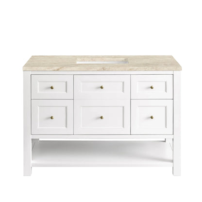 Breckenridge 48" Single Vanity, Bright White, w/ 3 CM Tajnar Eclos Top w/FreePower Wireless Charger
