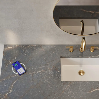 Breckenridge 60" Single Vanity, Whitewashed Oak w/ 3 CM Parisien Bleu Top w/ FreePower Wireless Charger