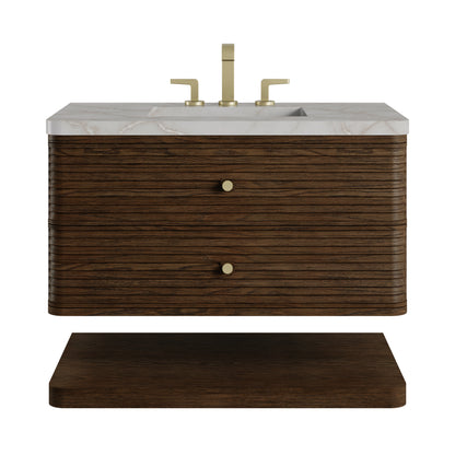 Renovate for Less Atlanta Allamari 36" Single Vanity, Sable w/ 3 CM Victorian Silver Silestone Top