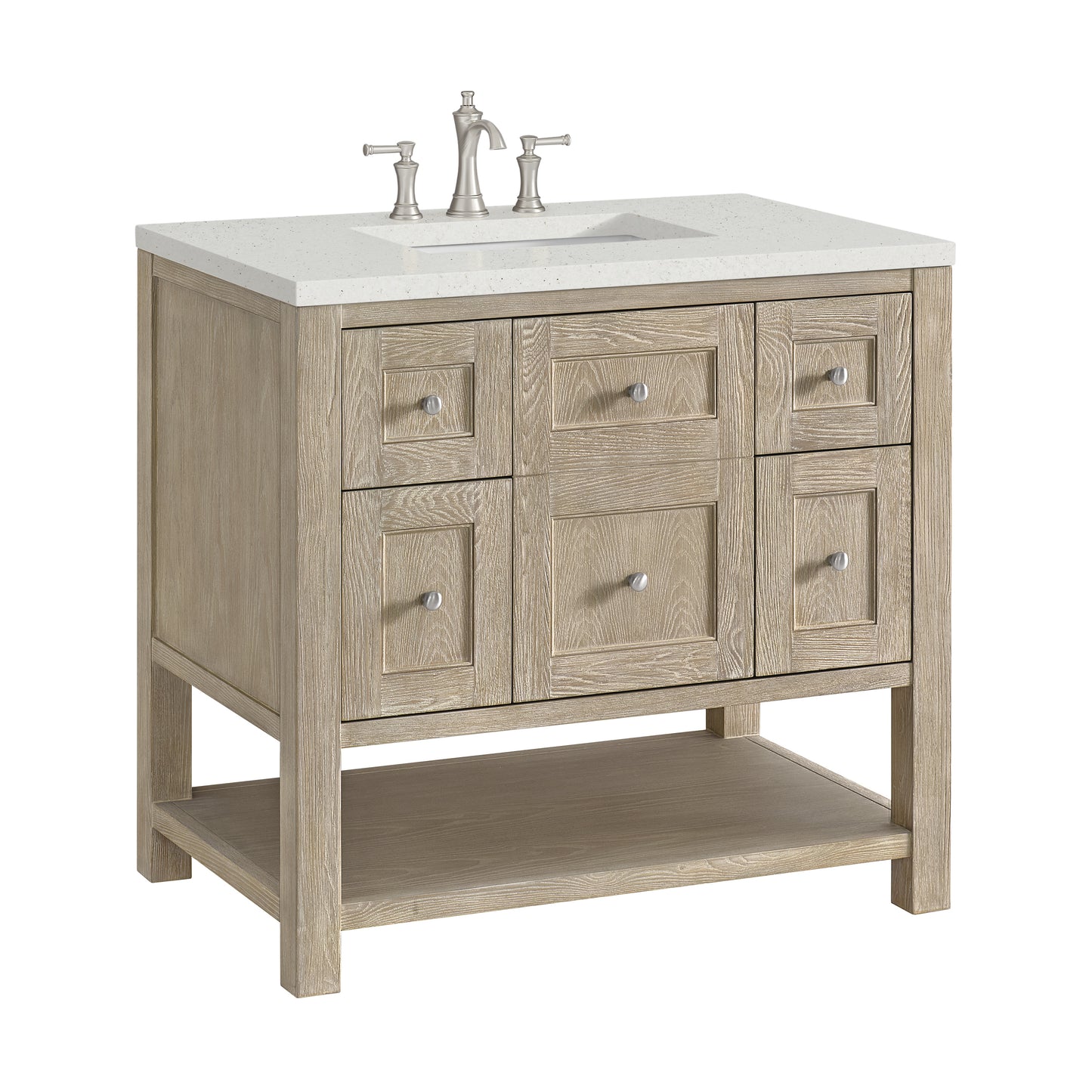 Renovate for Less Atlanta Breckenridge 36" Single Vanity, Whitewashed Oak w/ 3 CM Lime Delight Silestone Top