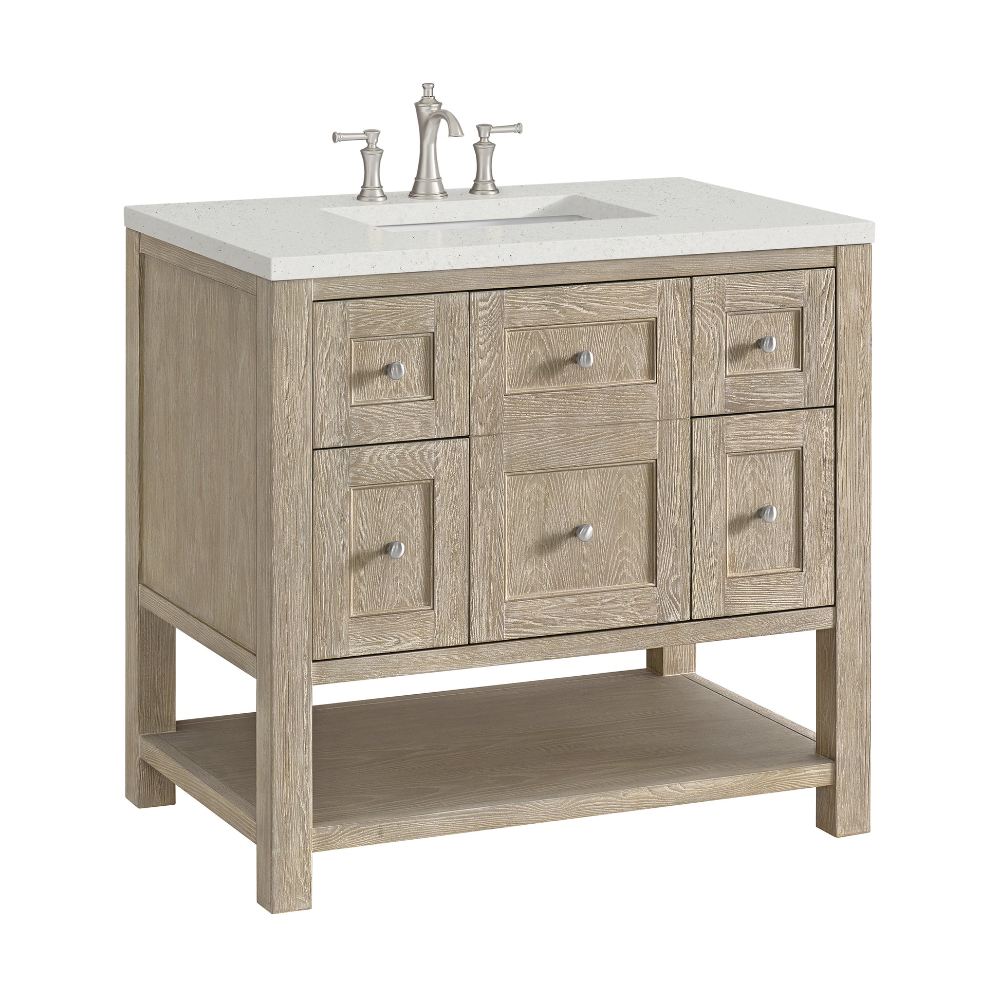 Renovate for Less Atlanta Breckenridge 36" Single Vanity, Whitewashed Oak w/ 3 CM Lime Delight Silestone Top
