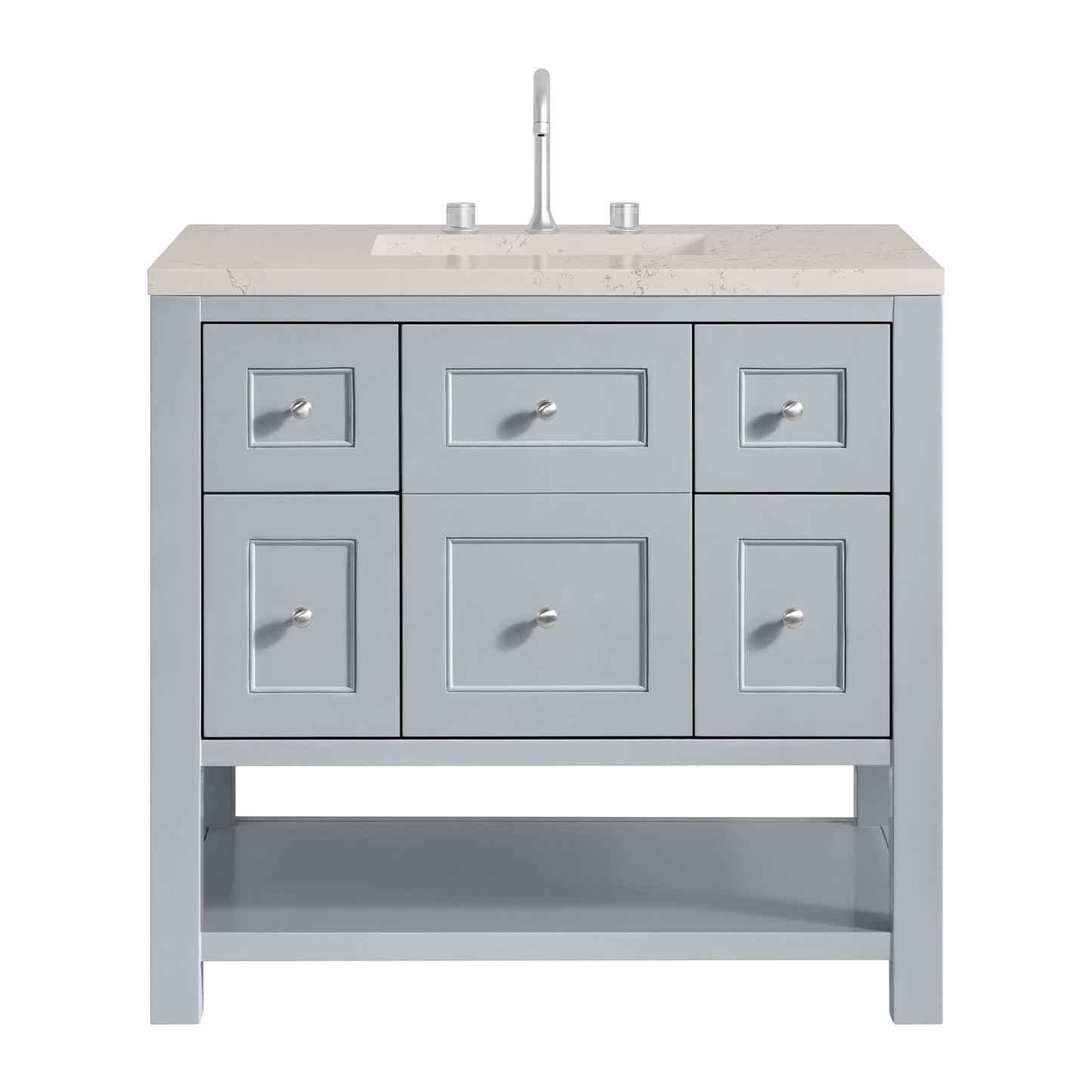 Renovate for Less Atlanta Breckenridge 36" Single Vanity, Serenity Blue, w/ 3 CM Siberian Silestone Top