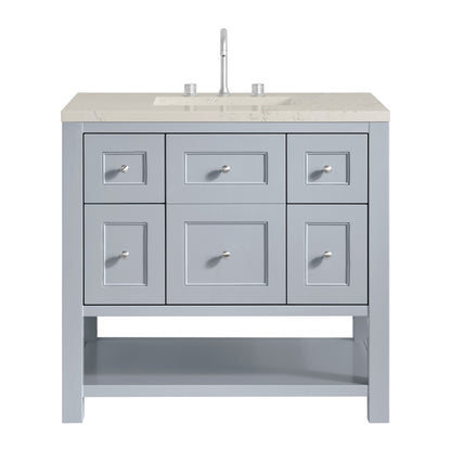 Renovate for Less Atlanta Breckenridge 36" Single Vanity, Serenity Blue, w/ 3 CM Siberian Silestone Top