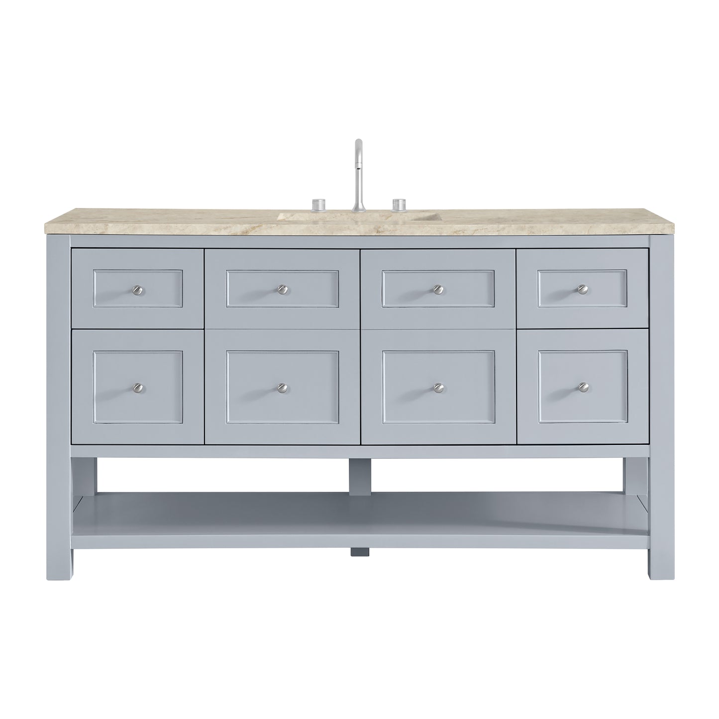 Renovate for Less Atlanta Breckenridge 60" Single Vanity, Serenity Blue, w/ 3 CM Tajnar Eclos Top