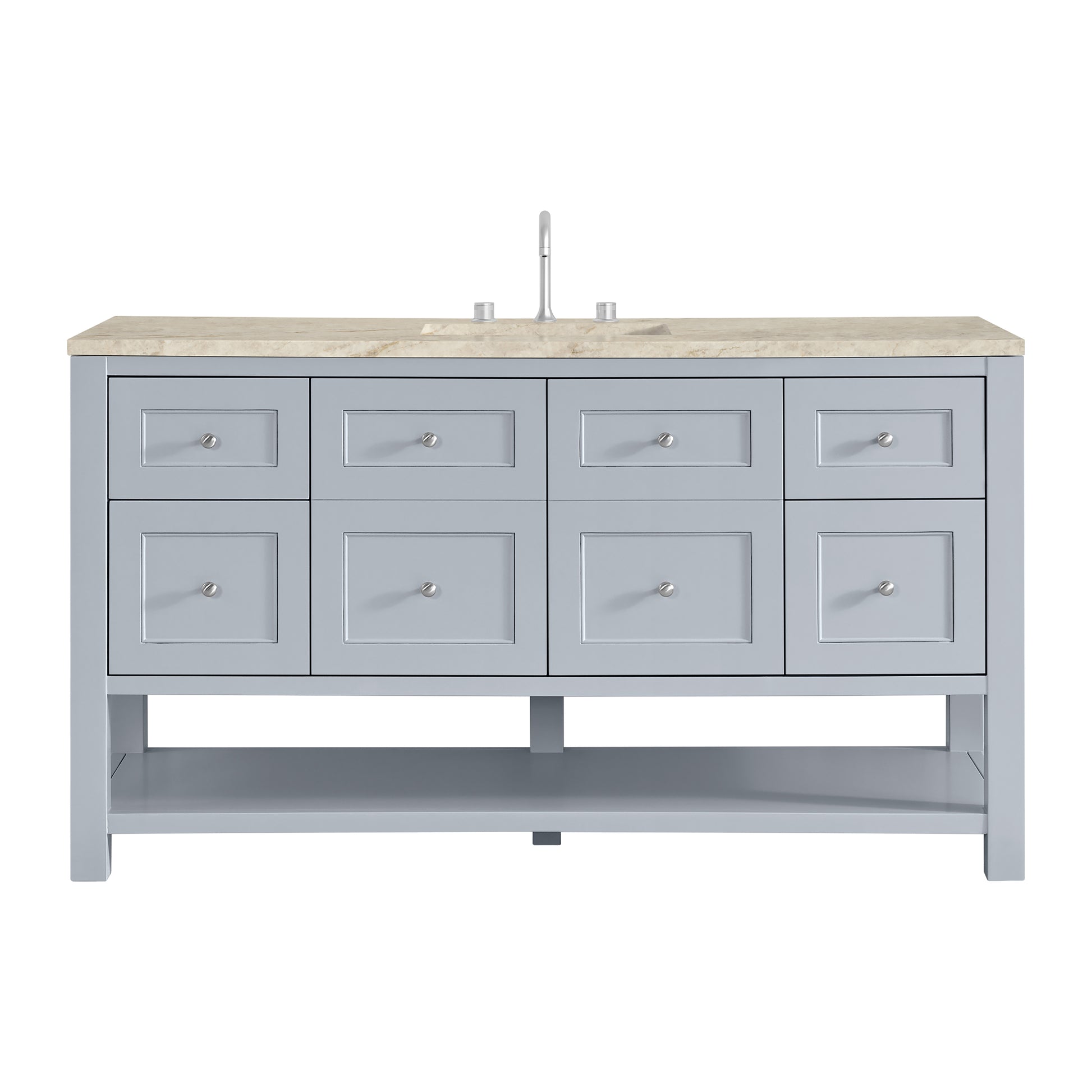 Renovate for Less Atlanta Breckenridge 60" Single Vanity, Serenity Blue, w/ 3 CM Tajnar Eclos Top