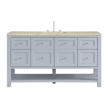 Renovate for Less Atlanta Breckenridge 60" Single Vanity, Serenity Blue, w/ 3 CM Tajnar Eclos Top
