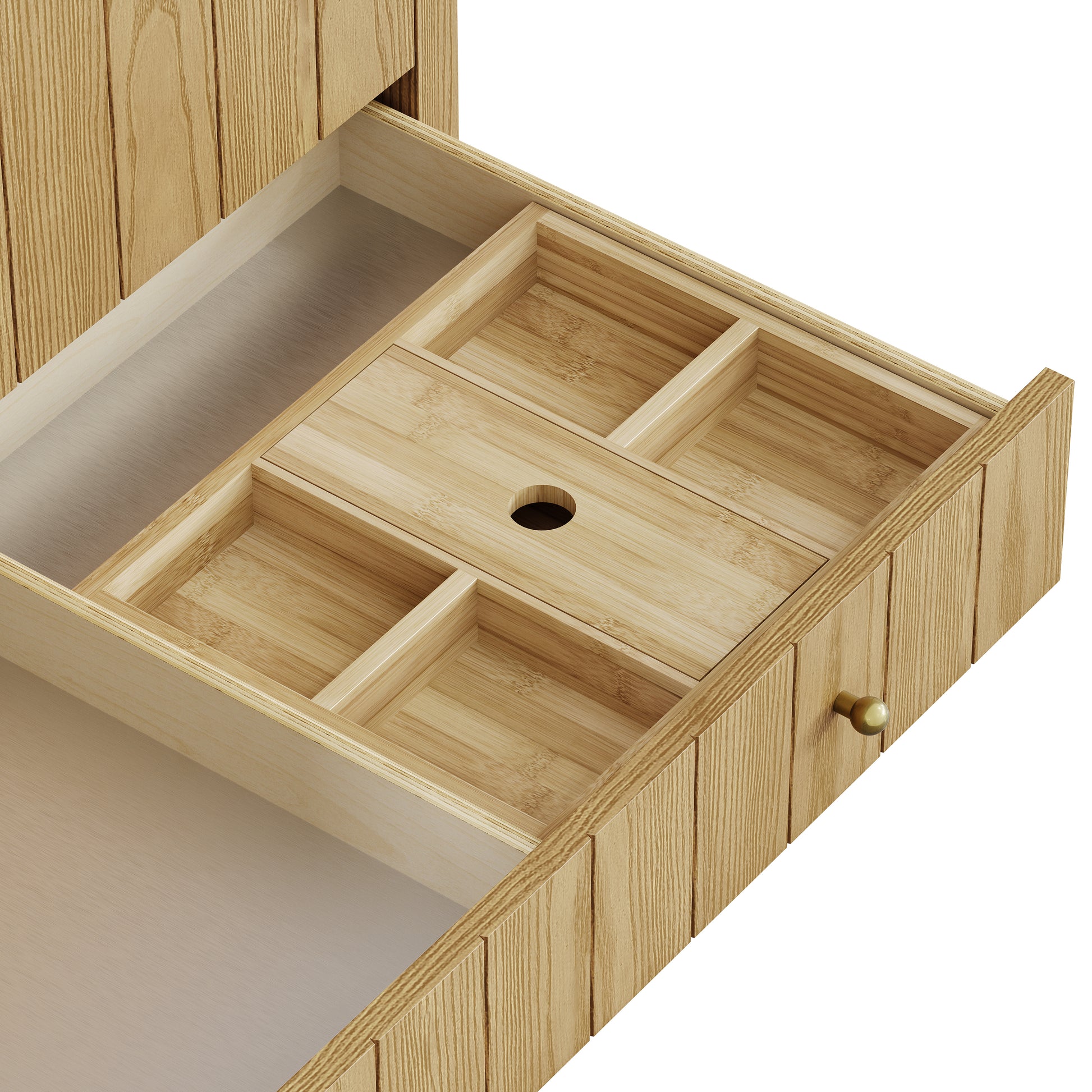 Renovate for Less Atlanta Hudson 36" Single Vanity, Light Natural Oak w/ 3 CM Eternal Jasmine Pearl Top