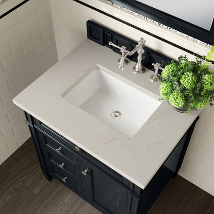 Renovate for Less Atlanta Brittany 30" Single Vanity, Black Onyx, w/ 3 CM Siberian Silestone Top