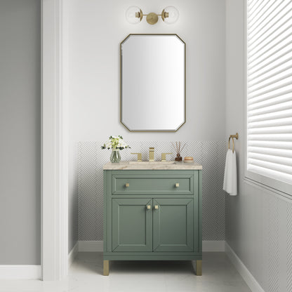 Renovate for Less Atlanta Chicago 30" Single Vanity, Smokey Celadon, w/ 3 CM Tajnar Eclos Top