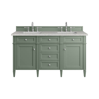 Renovate for Less Atlanta Brittany 60" Double Vanity, Smokey Celadon w/ 3 CM Eternal Jasmine Pearl Top
