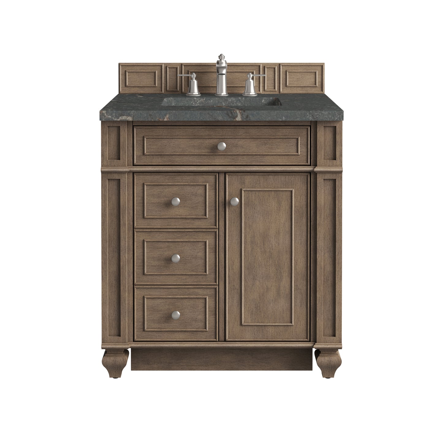Renovate for Less Atlanta Bristol 30" Single Vanity, Whitewashed Walnut w/ 3 CM Parisien Bleu Silestone Top
