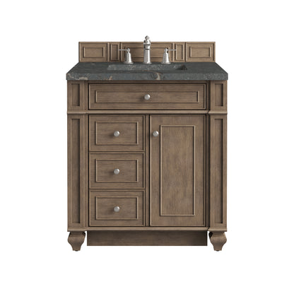 Renovate for Less Atlanta Bristol 30" Single Vanity, Whitewashed Walnut w/ 3 CM Parisien Bleu Silestone Top